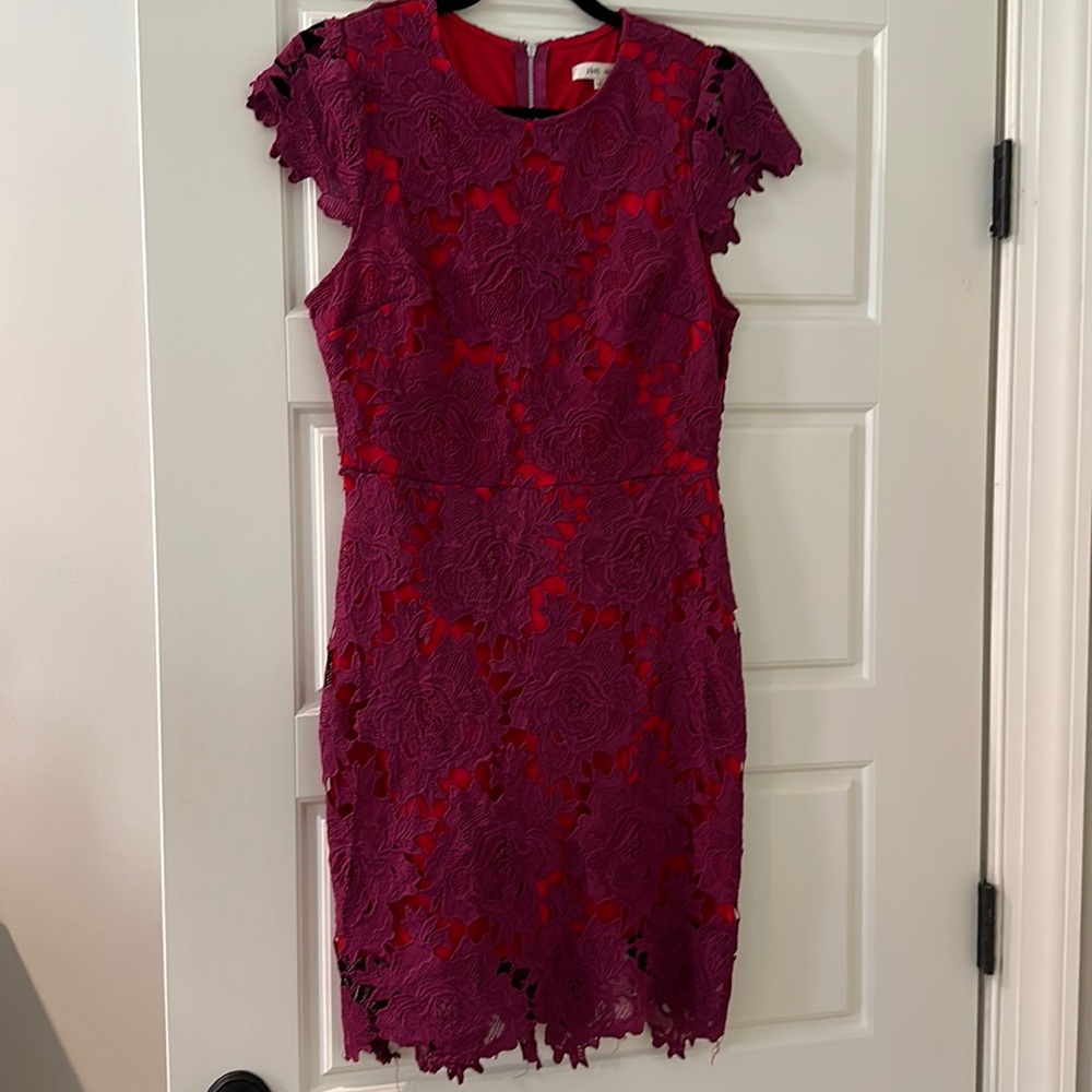 Lace Cocktail Dress - Purple and Red